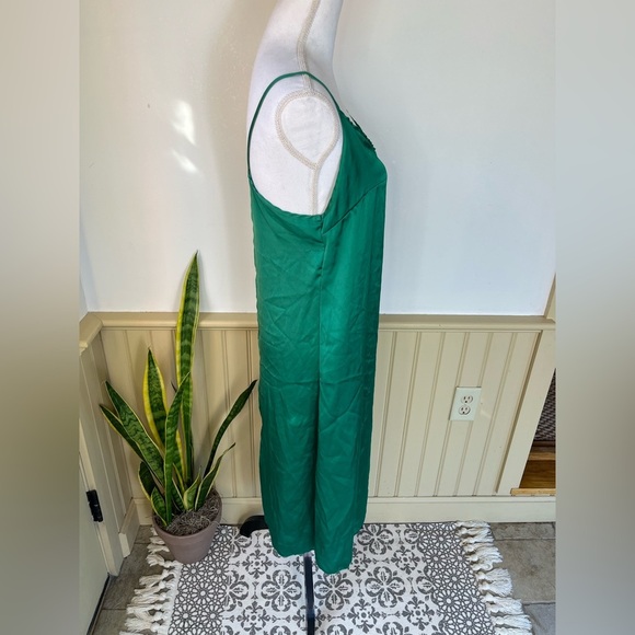 Anthropologie See You Monday Satin Slip Dress M Green Midi Fairycore Balletcore - Picture 4 of 11
